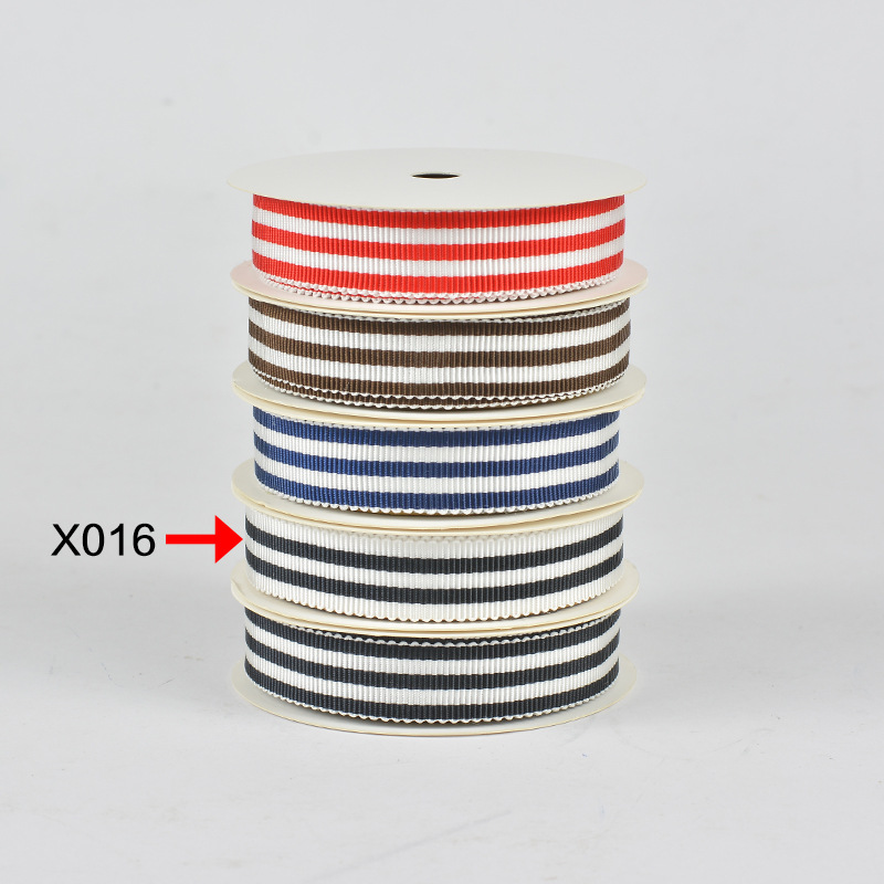 Tres colores a rayas poliéster sombrero cinturón ropa bolsa accesorios envoltura cinturón caja de regalo embalaje dentado cinta hilado teñido sombrero cinturón