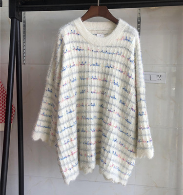 新款仿貂绒毛衣女韩版女装圆领仿水貂毛毛衣女针织打底衫加厚毛衣