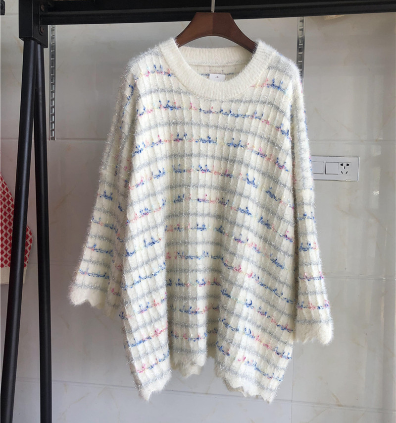 新款仿貂绒毛衣女韩版女装圆领仿水貂毛毛衣女针织打底衫加厚毛衣