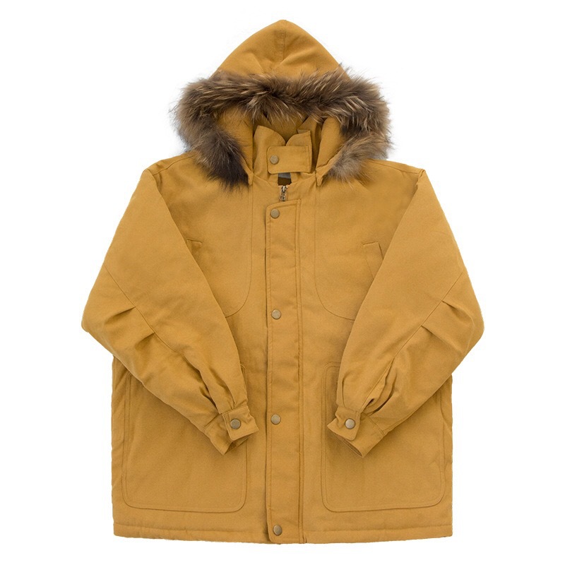 WT080日系少女风磨毛宽松毛领连帽棉服加厚休闲工装外套女2019冬|ms