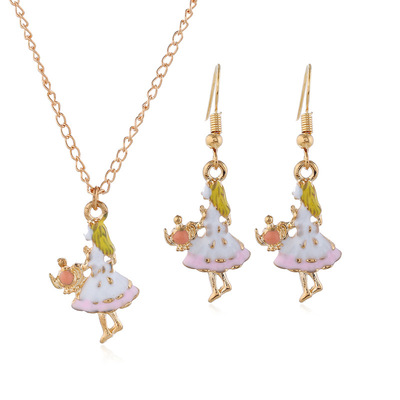 欧美时尚新款饰品厂家直销ebay速卖通wish流行小女孩耳环项链套装|ms