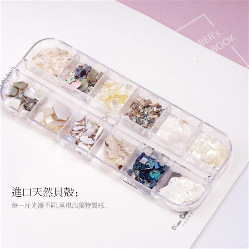 Estilo japonés joujou mismo estilo Internet celebrity nail beauty pieza de concha natural abulón grueso alto traje de joyería de uñas brillantes