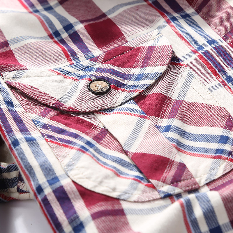 2019 transfronteriza nueva camisa de manga larga a cuadros solapa de algodón de los hombres primavera y otoño casual Camisa de los hombres forro de fondo