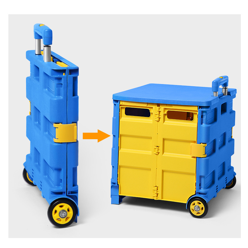 second-generation two-wheeler folding shopping cart plastic cart storage box car