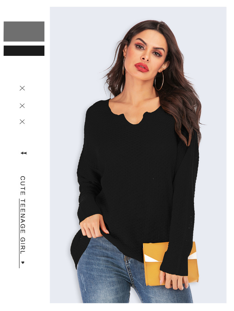 spring and summer new women s long-sleeved V-neck pullover  NSYH19613