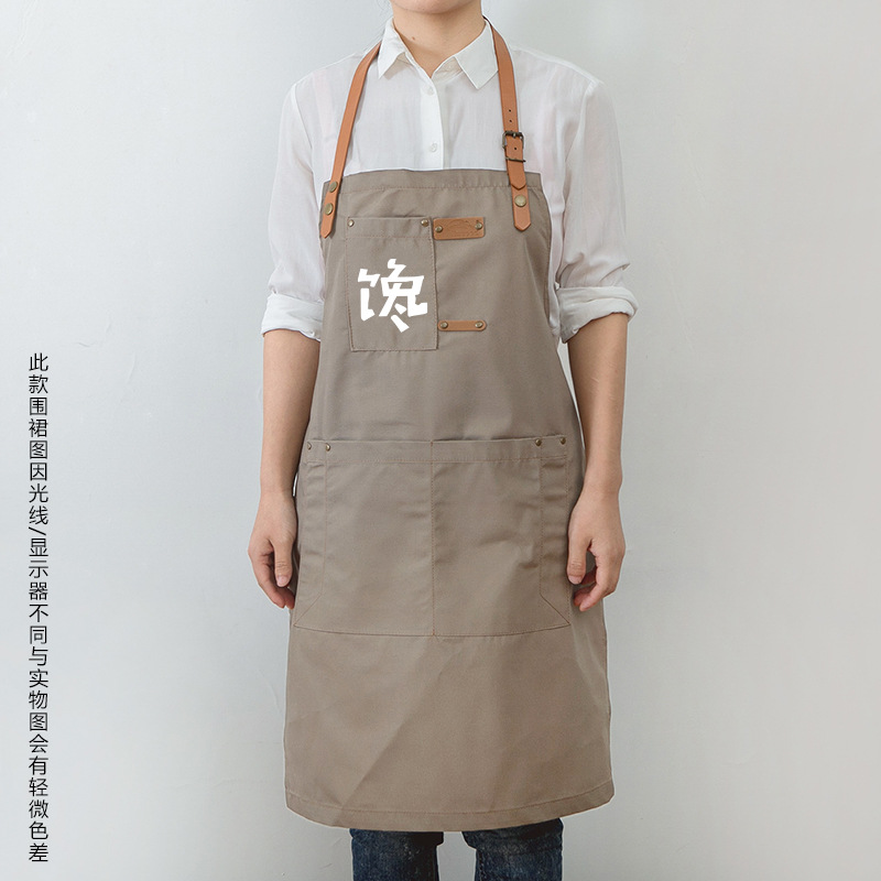 Simple estilo japonés pareja café restaurante chef delantal arte estudiante pintura antiincrustante TRABAJO ROPA logotipo impreso personalizado