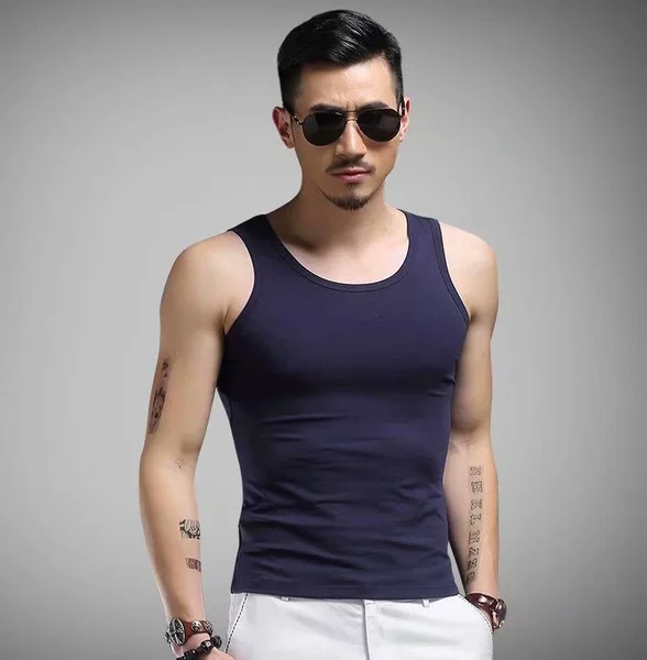 Solid color vest dark blue