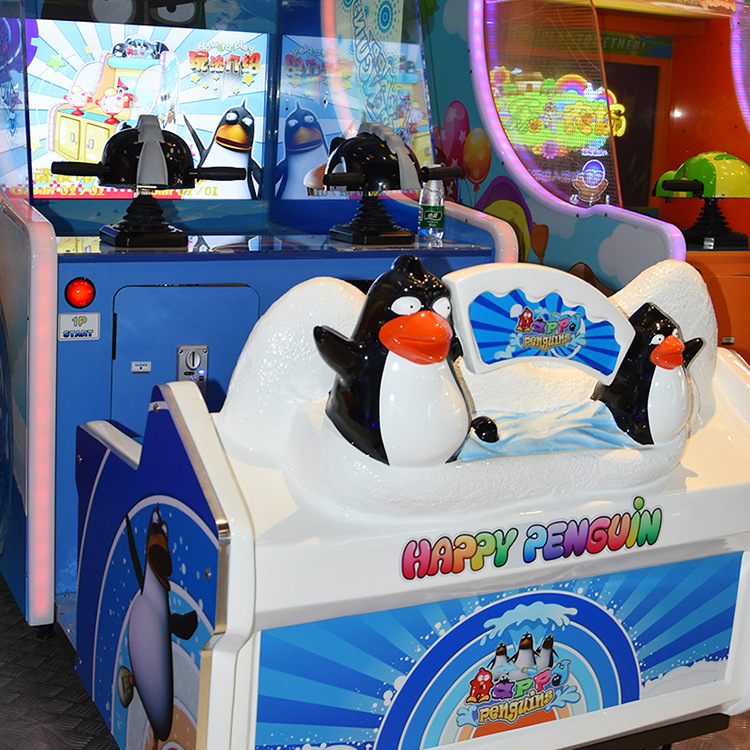 gran máquina de juego de monedas de entretenimiento de chorro de agua feliz pingüino parque de atracciones infantil equipo de juego interior