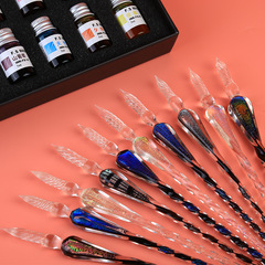 New handmade glass pen, starry glass pen, colorful ink dip pen, comic resin steel pen