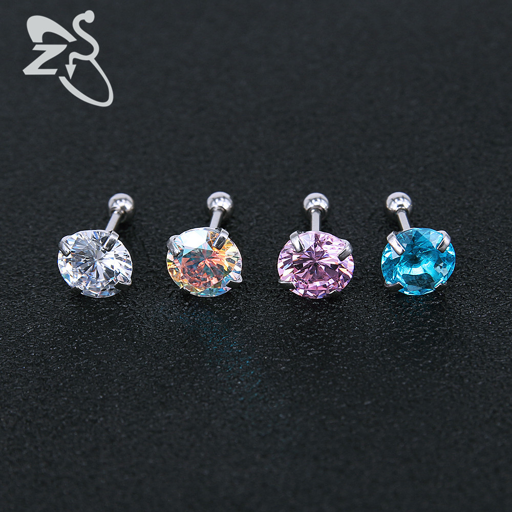 European American Simple Thin Pole Auricle Fashion Zircon Earrings Versatile Ear Bone Women's Ear Jewelry Titanium Steel Ear Needles Earrings Wholesale detail image 7