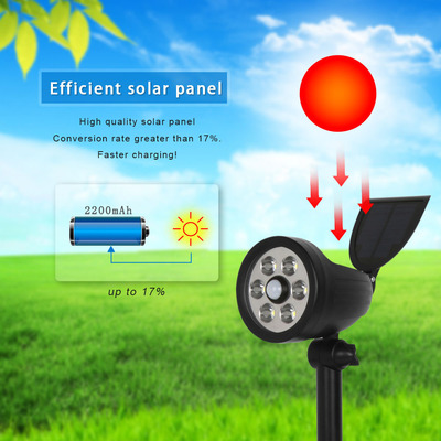新款太阳能灯6LED人体感应室外防水太阳能旋转翻盖地插草坪花园灯|ms