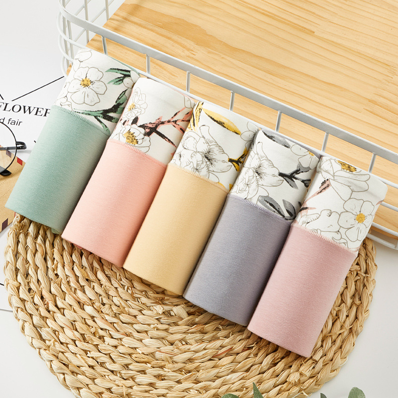 4條裝新款中腰印花內褲女純棉舒適透氣抗菌底裆大碼三角女士內褲