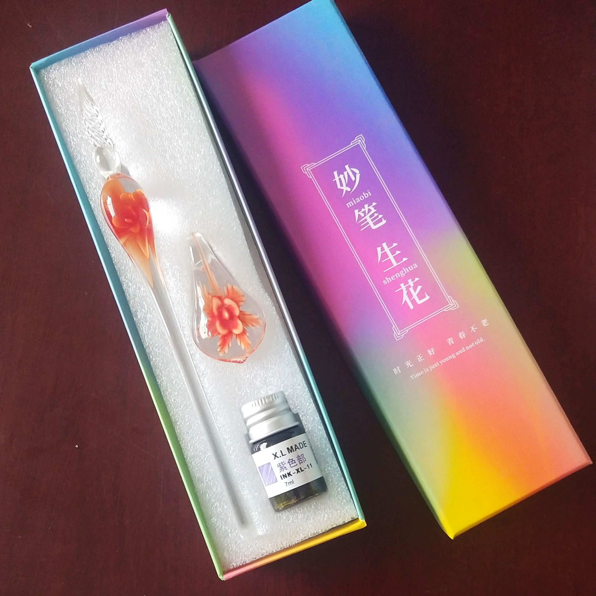 Glass set, gift box, rollerball pen, Birthday gift