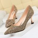 1266-2 in Europe and the wind with shallow fashion metal with high pointed mouth shining sequins sexy nightclub single shoe heels