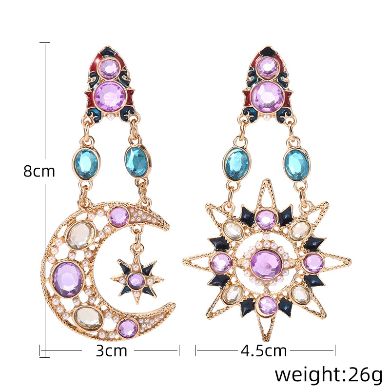 Elegant Glam Star Moon Water Droplets Alloy Inlay Rhinestones Opal Women's Drop Earrings display picture 1