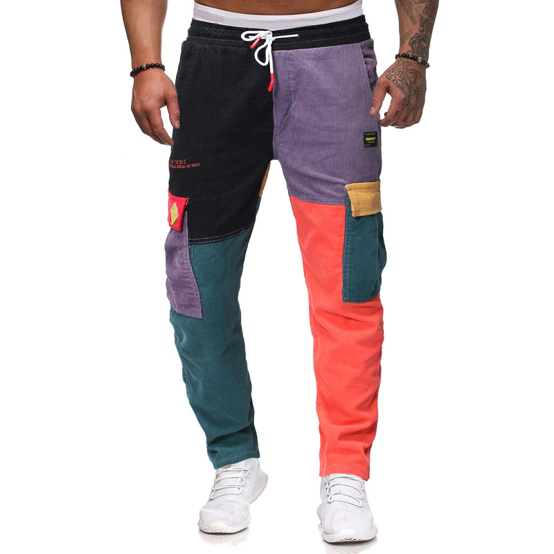 mens corduroy patchwork pants