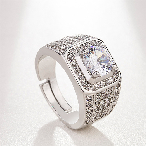 European and American exaggerated cross-border men's full diamond fashion ring live mouth Korean version male ring hot selling jewelry wholesale direct sales