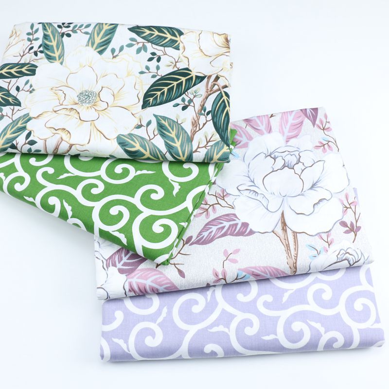 田园花卉云纹AB版全棉面料  家纺四件套床品布料 纯棉印花布批发