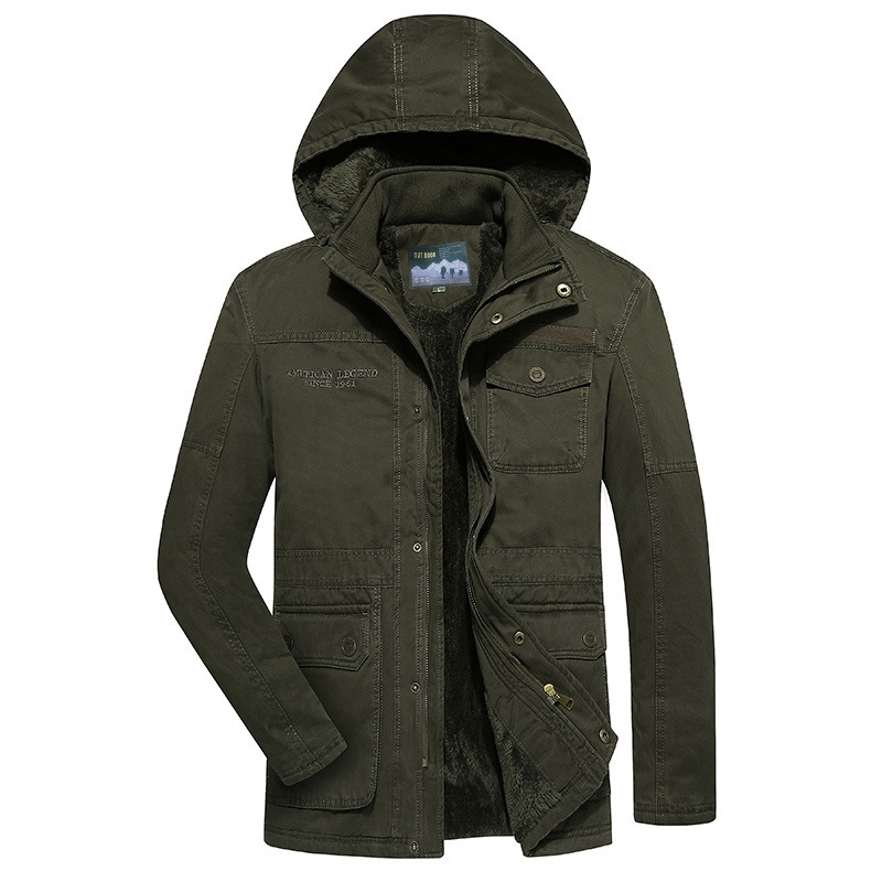 Abrigo de algodón acolchado transfronterizo de longitud media para hombres con forro polar engrosado abrigo de algodón acolchado para hombres collar de pie chaqueta acolchada de algodón para hombres de longitud media 812