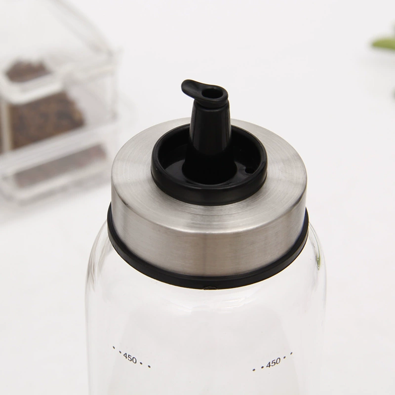 High borosilicate transparent lid oil bottle creative leak-proof glass oil bottle kitchen soy sauce vinegar bottle dust-proof condiment bottle wholesale