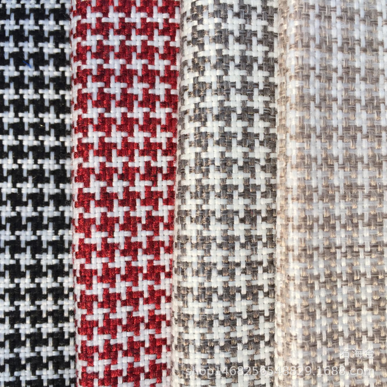 千鸟格仿麻布 全涤面料 鞋材沙发座套抱枕靠垫汽车座套 装饰工艺