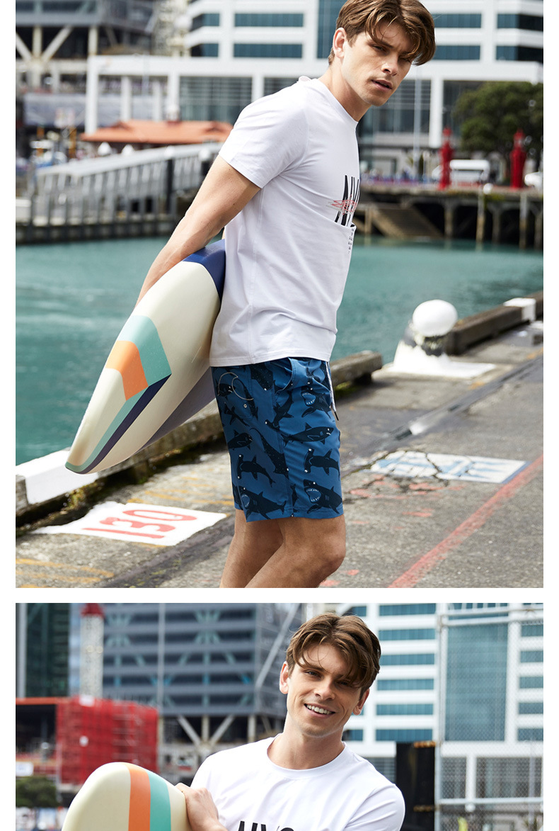 161g Weight Shorts Pants Length Polyester Fabric Type Mid Waist Waist Line Straight Pants, Shorts Pants Type Inelastic Elasticity Beach, Sports Occasion Regular Fit Fit Type Shark Pattern Summer Season Men's Gender Casual Style Men's Shark Casual Regular Fit Men's Bottoms 7