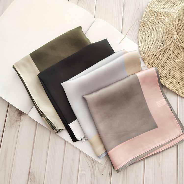 Summer Season Women's Elegant Color Block Satin Silk Scarf
