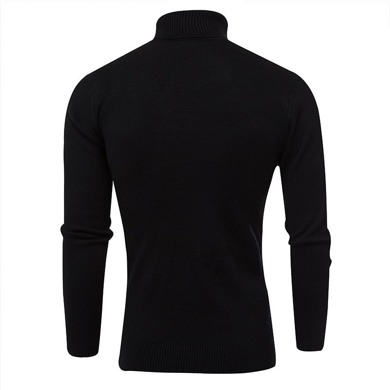 New men's high collar solid color pullover in autumn and winter