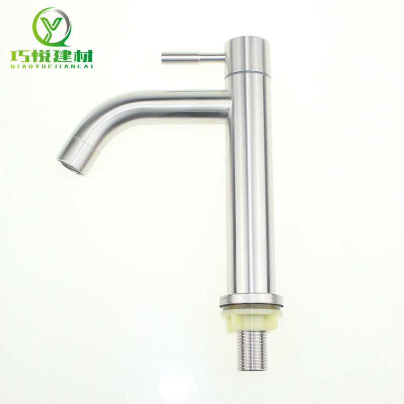 工厂批发SUS304不锈钢精细拉丝面盆单冷水龙头|ms