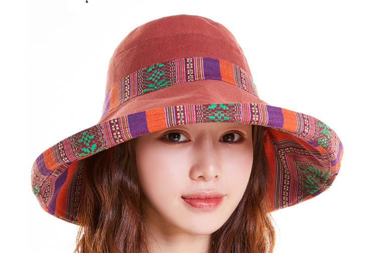 Femmes Style Ethnique Monogramme Broderie Grand Avant-toit Chapeau Seau display picture 1