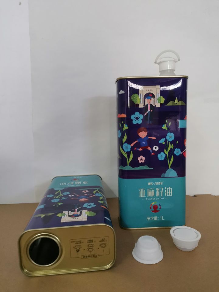 新款1L亚麻油铁罐食用油马口铁铁罐高档山茶油铁罐马口铁油瓶