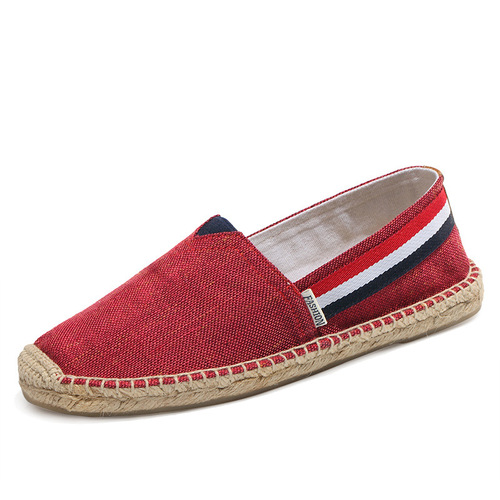 Summer men's canvas shoes, slip-ons, solid color linen shoes, straw fisherman's shoes, old Beijing cloth shoes wholesale