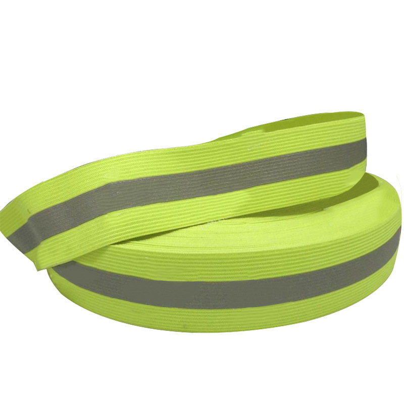 厂家直销反光松紧带　荧光黄弹力反光带服装松紧反光织带