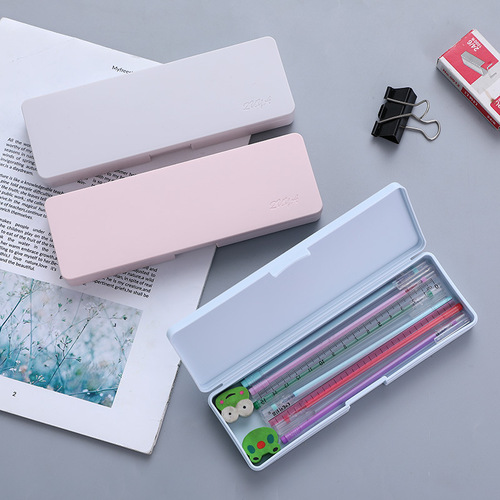 Nordic style simple plastic stationery box student storage pencil box student multi-functional square large space pencil box