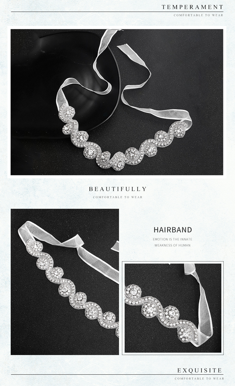 Hot-saling Hairband Handmade Flowers Diamond Bridal Jewelry display picture 2