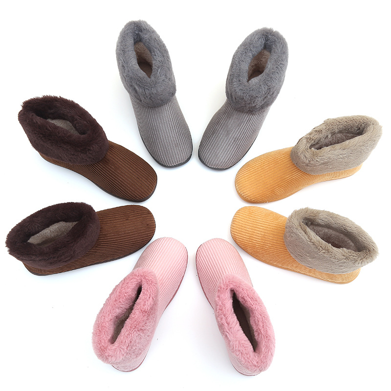 High-Top Plush Couples Slippers in Pink