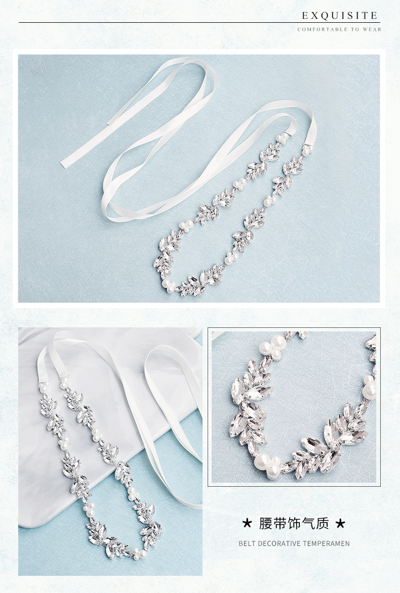 Hot selling fashion diamond-studded bride wedding dress belt