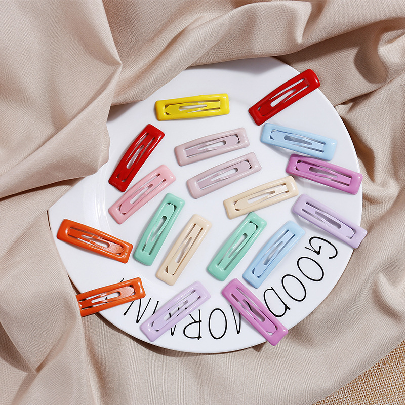 糖果色方块滴油BB夹方形刘海夹边夹水滴夹儿童滴胶BB夹厂家直销|ru