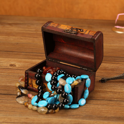 Wooden crystal packaging box hot selling antique retro wooden box green stone Yuan Datou storage box wedding candy box wholesale