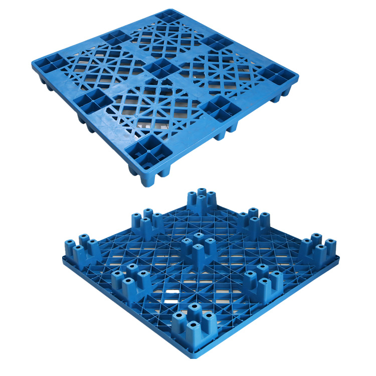 单面九脚塑料托盘 车间出货塑料栈板 网格叉脚塑胶卡板