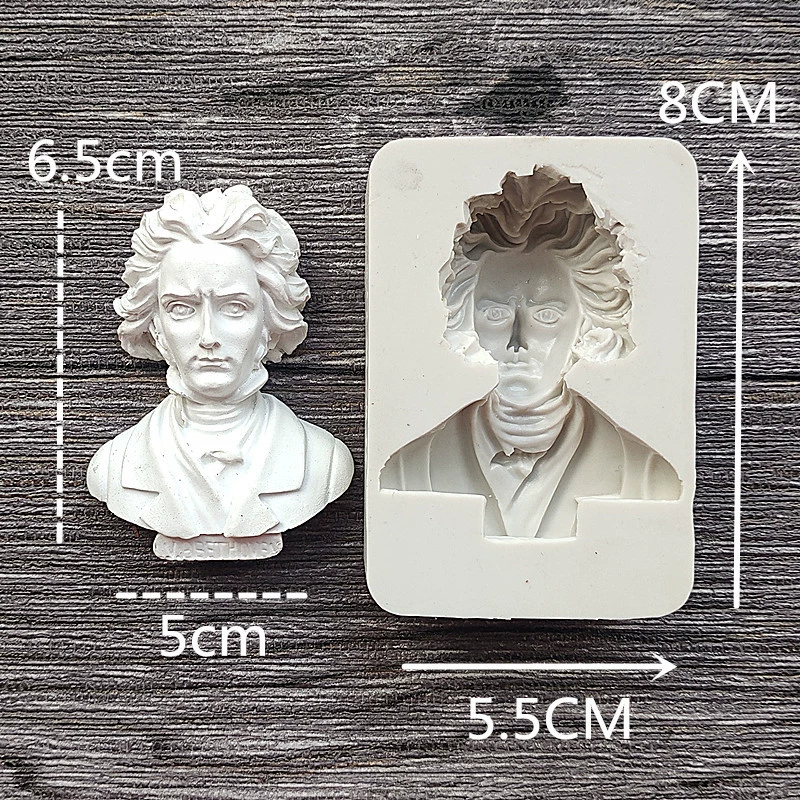 Three dimensional statue, silicone mold, acrylic fondant