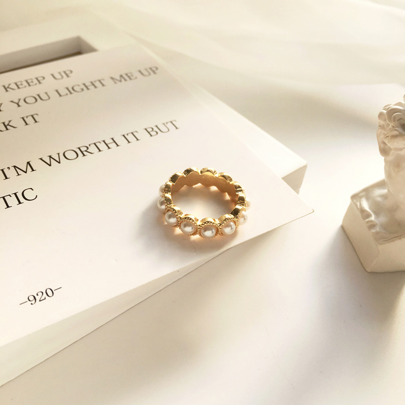 簡約時尚關節指環 甜美珍珠ins網紅同款戒指 個性百搭配飾首飾女