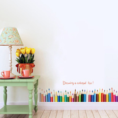 Creative pencil drawing skirting wall stickers balcony bedroom SK7014 removable decorative paper factory wholesale