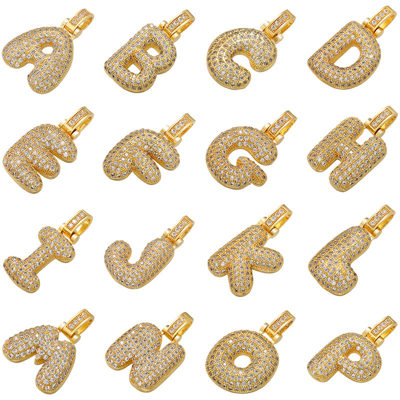 6g Weight Pendant Jewelry Making Type Zircon Inlay Material DIY Jewelry Accessories Classification 1 Piece Quantity Copper Material Letter Pattern All Seasons Season Polished Finish Plating Design Hip-Hop Style White, Gold Color 1 Piece Copper Zircon Bubble Letter Polished Pendant DIY Jewelry Accessories 2