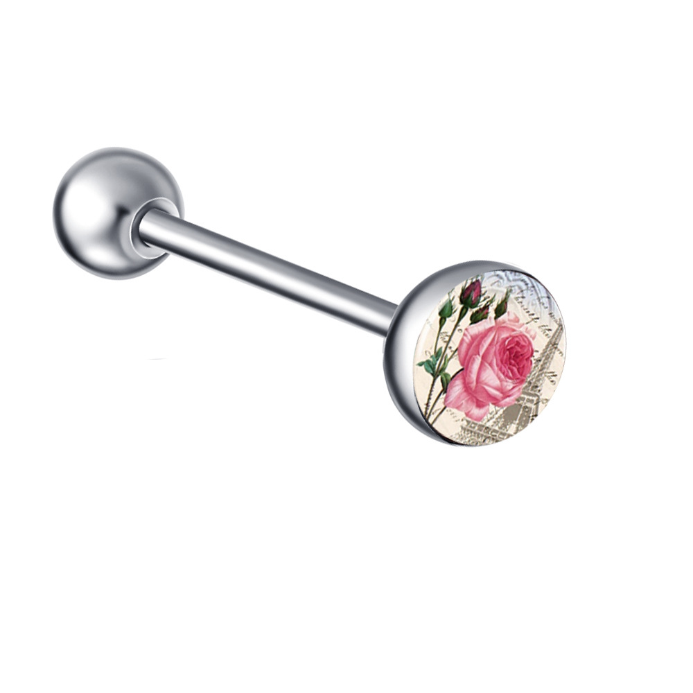 Mixed Color Pattern Stainless Steel Straight Barbell Tongue Piercing Jewelry Insect Style Ethnic detail image 14