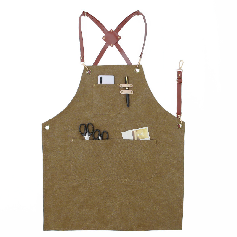 Delantal logotipo personalizado moda Coreana lienzo antifouling Barbero café leche tienda de té Cocina Ropa trabajo en casa para las mujeres