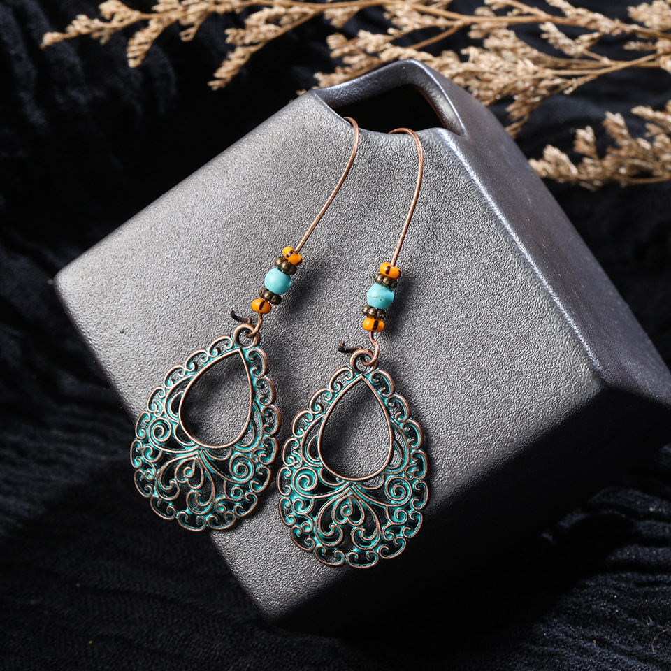 Bohemia Alloy Drop-shaped Hollow Alloy Earrings display picture 3