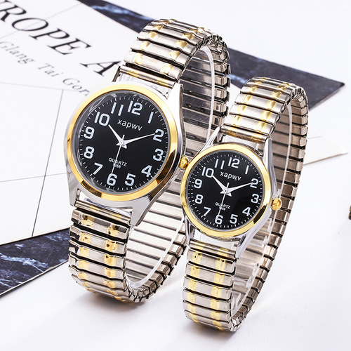 xapwv casual elderly digital watch Arabic women's stainless steel elastic band watch factory direct supply