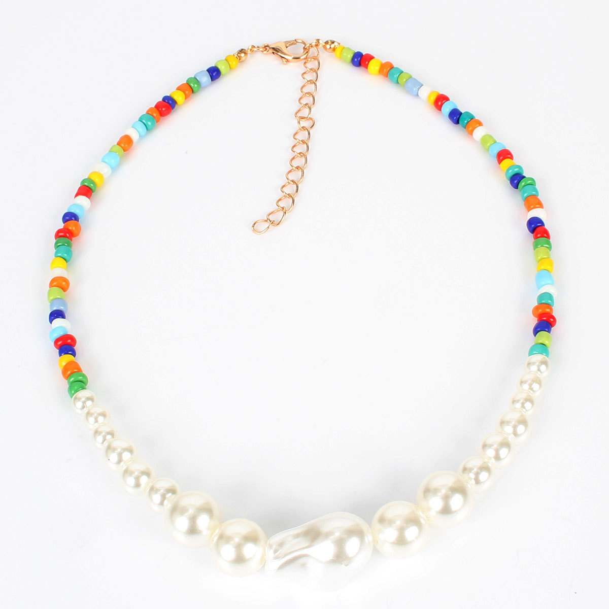 Bohemian Colored Rice Bead Necklace Necklace Shaped Pearl Choker Necklace display picture 6