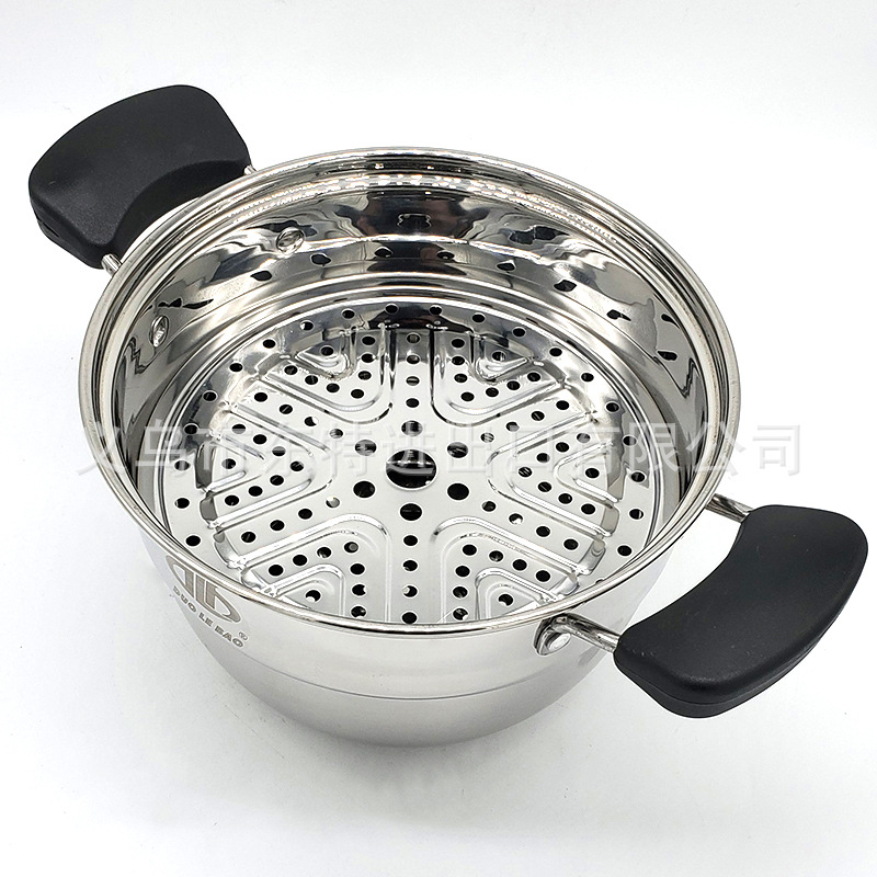 Factory direct sales of stainless steel soup pot 22-28cm, 4-piece set, electric wooden handle soup pot, multi-functional soup pot detail image 8